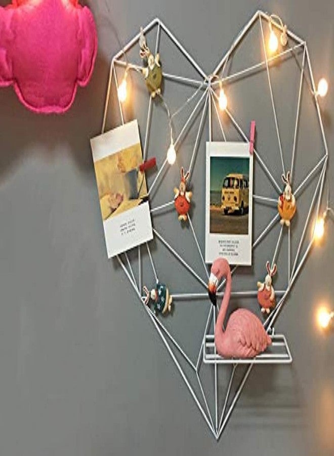 PIKIFY Metal Heart-Shaped Photo Grid Frame for Wall [28 * 28INCH], Accessories-Set of 10clips (White) - Image 2